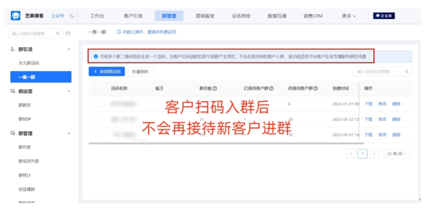 企业微信如何打造一对一专属群聊？芝麻微客「一客一群」功能全解析