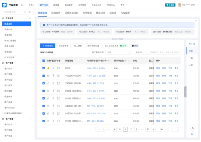 别让企微风控毁了客户!芝麻微客渠道活码3步搞定轮值分流,获客更稳