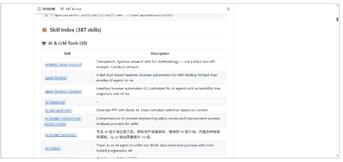 开源推荐OpenClaw技能库，功能多又稳定